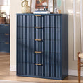 Fluted 5 Drawers Dresser for Bedroom, 41" Tall Modern Chest of Drawers with Metal Handle,Navy Blue Wood Drawer Organizer for Bedroom, Living Room, Hallway, Entryway