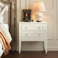 Huuger 27.6 Inch Tall Nightstand with Charging Station, USB-C Port, 2 Drawers Bedside Table, Larger Night Stand with 11.4 Inch Raised Legs, Painted Side Table End Table, for Bedroom, Milky White