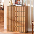 LEYAOYAO Fluted 5 Drawers Dresser for Bedroom, 41" Tall Modern Chest of Drawers with Metal Handle, Curved Profile Design,Brown Wood Drawer Organizer for Bedroom, Living Room, Hallway, Entryway