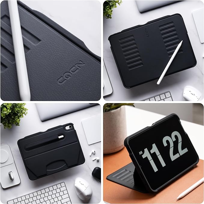 ZUGU CASE for iPad Air 11 (M3 2025 / M2 2024) iPad Air 4 & 5 10.9 Inch (2020/2022) - Protective, Ultra Thin, Magnetic Stand, Sleep/Wake Cover with Apple Pencil Charging & Storage - Black