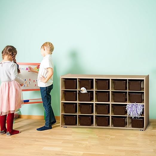 Contender C14502F-C5 (COO2Z) Mobile 20 Tray Storage with Brown Trays - Assembled with Casters