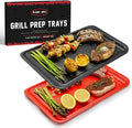 BLAZIN' GRILL Prep and Serve Trays | Set of 2 Stackable, Melamine Trays | Serving Tray & Marinating Tray | Serving Platter for Plating Food & BBQ Prep Tub for Marinating Meats | Grill Accessories |