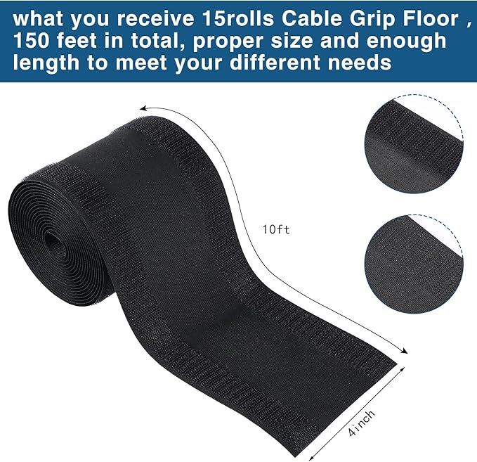 WILLBOND Carpet Cord Cover Cable Protector Floor Cover Cable Protector Management Only for Commercial Office Carpet(147.64 ft,Black)