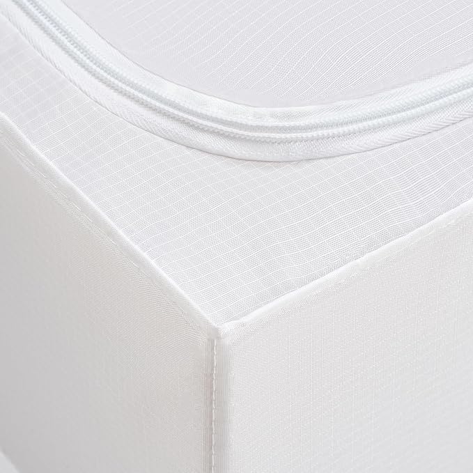 TYEERS Under Bed Storage Containers, Durable Fabric, Washable, Collapsible, Under Bed Storage Bins for Clothes, Blankets, Sheets, Shoes, 27.5x16.5x7 Inches, 1-Pack, White