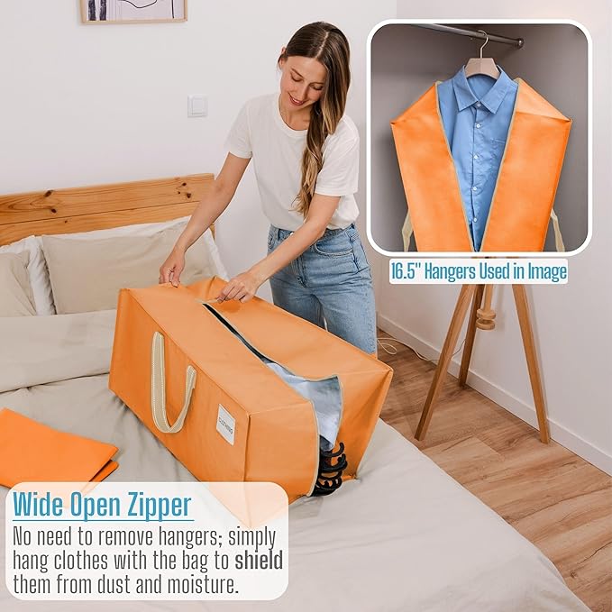 VENO 10 Pack Moving Bags w/Backpack Straps, Heavy Duty, Moving Boxes Alternative, Packing Supplies, Large Storage Totes for Dorm Room Essentials with Zipper (Seasonal Autumn Orange, 10 Pack)