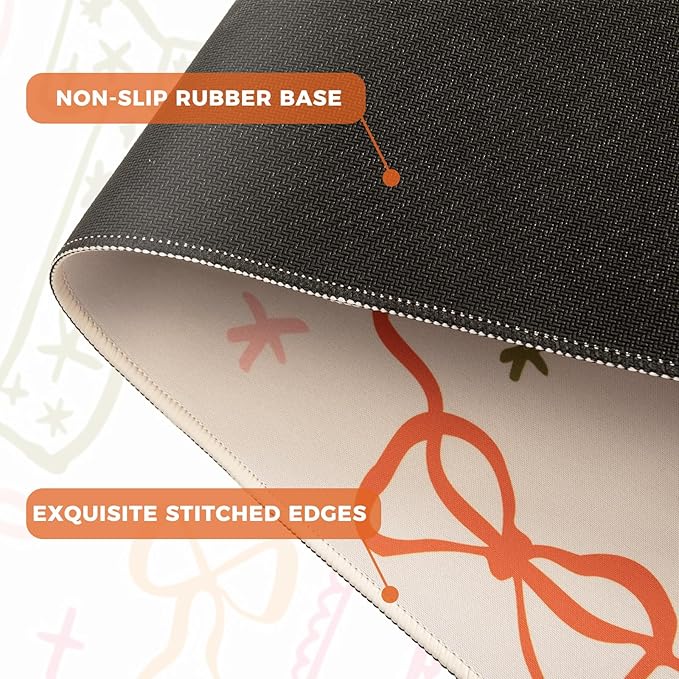 iCasso Desk Mat for Keyboard and Mouse, Large Mouse Pad for Desk, Desk Matt for Desktop, Desk Pad Mat, Anti-Slip Big Mousepad with Stitched Edges for Computer(Colorful Ribbon)