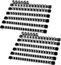 Socket Organizer Drive ABS Tools - Grey Socket Holder, Premium Quality 12 Pieces Socket Holders Kit 1/4-Inch x 64 Clips, 3/8-Inch x 60 Clips, 1/2-Inch x 48 Clips（12PC,Grey)
