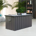 KUIKUI 100 Gallon Deck Box Waterproof, 100 Gallon Outdoor Storage Box, Metal Deck Box Waterproof for Pool Patio Cushions and Sports Pools Equipment, Dark Gray