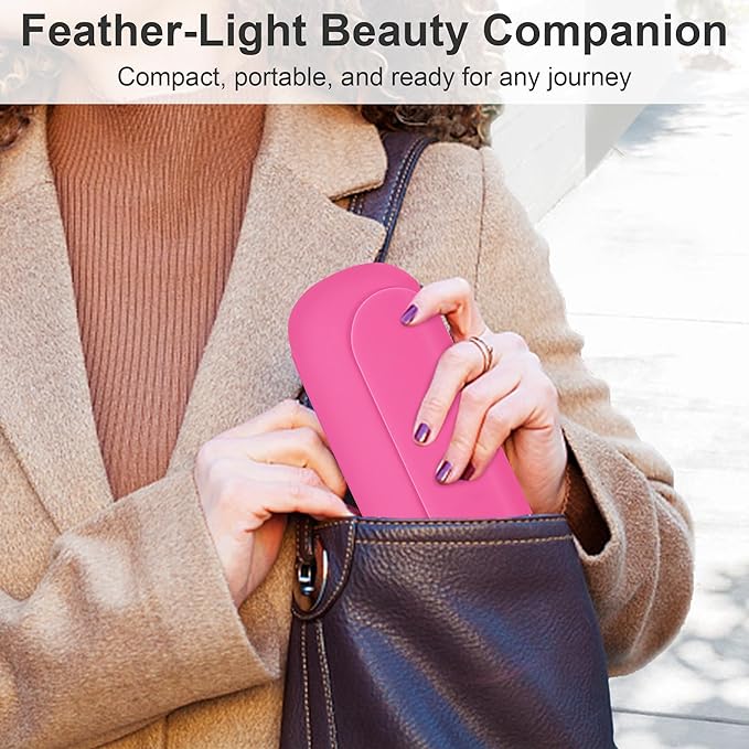 Silicone Travel Makeup Brush Holder for Women with Magnetic Closure and Built-in Brush Cleaner, Washable Cosmetic Organizer, Gift-Ready Pouch, Rose Red