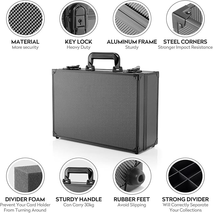 Top Loaders Storage Box with Key Lock - Holds up to 600+ Top loaders or 130+ 35pt One Touch, Trading Card Case Sports Card Storage Box, Not for Graded Card