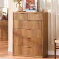 LEYAOYAO Fluted 6 Drawers Dresser for Bedroom, 42" Tall Modern Chest of Drawers with Metal Handle, Curved Profile Design,Brown Wood Drawer Organizer for Bedroom, Living Room, Hallway, Entryway