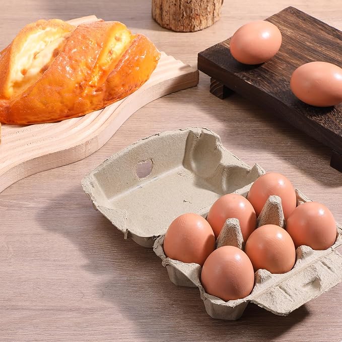 50 Pack Bulk Empty Egg Cartons,6 Count Blank Natural Pulp Half Dozen Egg Cartons, Reusable Cardboard Eggs Carton Storage Containers for Kitchen, Farm, Picnic, Travel