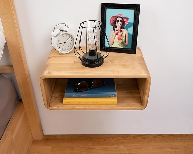 Floating Nightstand Wooden, Bedside Table, Nightstand Shelf, Handmade, Wall Mounted Bedside Shelf, Minimalist and Unique Style (Madrid)