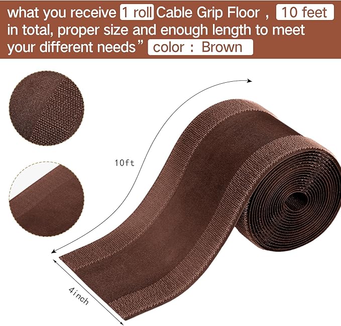 WILLBOND Carpet Cord Cover Cable Protector Floor Cover Cable Protector Management Only for Commercial Office Carpet(9.84 ft,Brown)