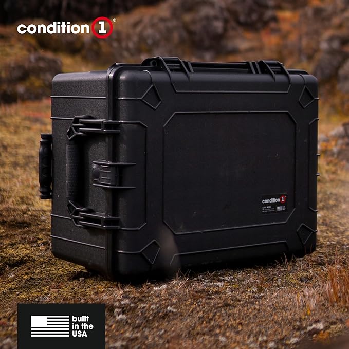 Condition 1 25" Large Rolling Hard Travel Storage Case Model 286 with Wheels and Handle, Waterproof TSA Friendly, Made in USA, 24.58"x19.58"x14.60" Yellow