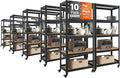 HOMEDANT House 5-Tier Metal Rolling Cart Shelf Rack Casters Heavy Duty Wheel Shelving Unit Adjustable Utility Storage Shelves Organizer Shelf Kitchen Garage 24.4" W x 16.5" D x 62.2" H 10Pack