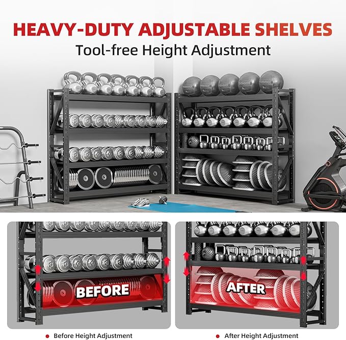 32" W Garage Shelving,4-Tier Heavy Duty Storage Shelves Unit with Adjustable Metal Shelf for Warehouse,Basement,Workshop,3200LBS,32" W x 20" D x 79" H,Black