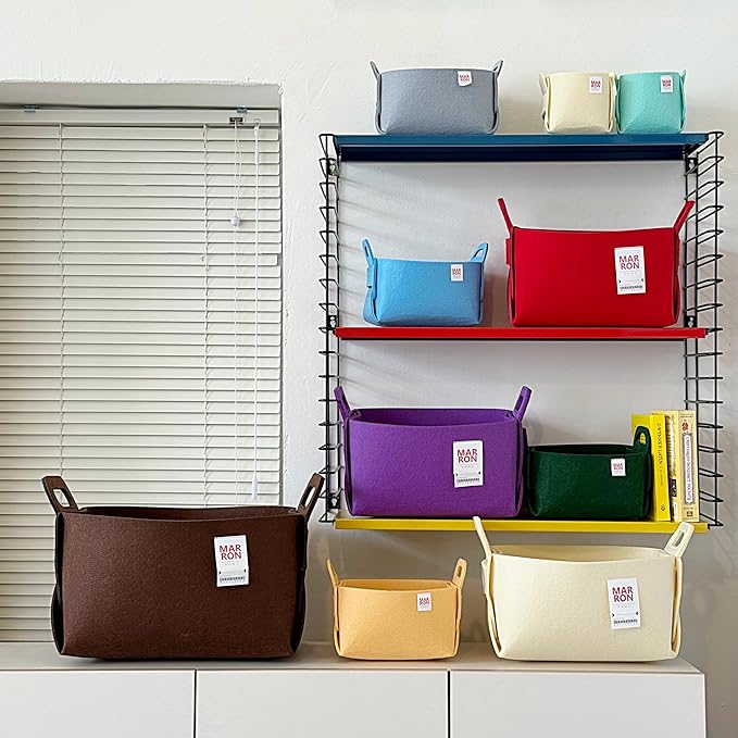 Collapsible Felt CHARCOL Storage Bin Medium 11"x7.1"x7.1" – Foldable Basket with Handles for Closet, Toy Storage, Laundry Room Organization, Decorative Storage Bins for Shelves, Cube