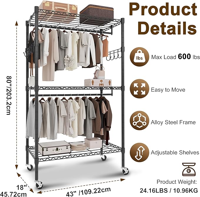 Whitmor Modern Industrial Wardrobe