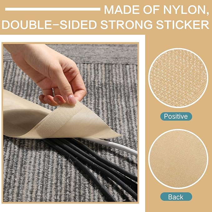 WILLBOND Carpet Cord Cover Cable Protector Floor Cover Cable Protector Management Only for Commercial Office Carpet(98.43 ft,Khaki)