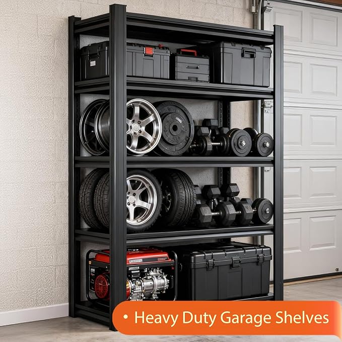Heavy Duty Storage Shelves Unit, Adjustable Metal Garage Shelving,3500LBS Garage Storage Industrial Shelves,Storage Racks,Steel Shelf Suitable for Shop,Warehouse,Basement