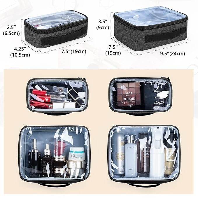 BAFASO Makeup Bag Cosmetic Bag with 4 Inner Removable Pouches, Multifunctional Travel Makeup Case (Patent Pending), Black