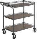 Seville Classics UltraDurable NSF Commercial Heavy Duty Metal Rolling Utility Cart, w/Steel Shelves, Handle Bar for Garage, Warehouse, Kitchen, Office, Deep Top Basket (34.75" W x 20.25" D), Graphite