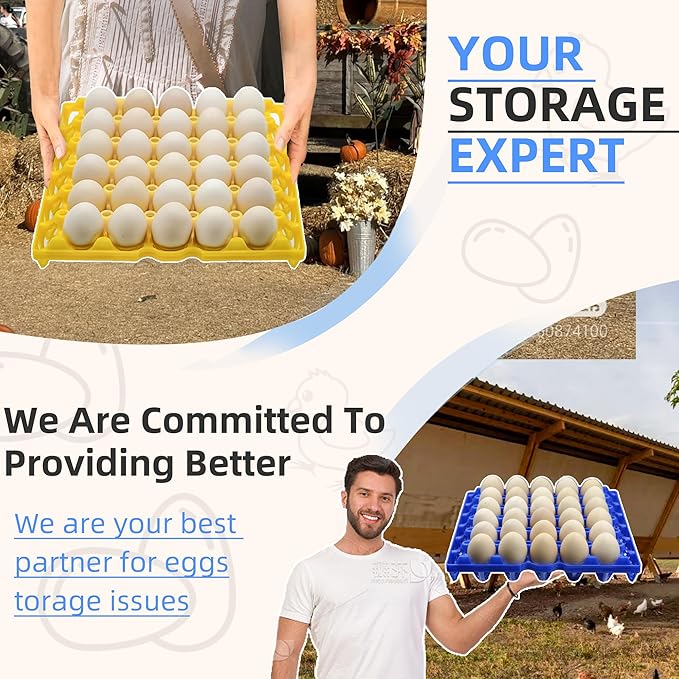 4-Pack Plastic Egg Tray Egg Crate, 30-Egg Flats for Home Chicken Farmers, Stackable & Durable, Great for Storing, Sorting & Shipping, and Reusable (4-Pack Green)