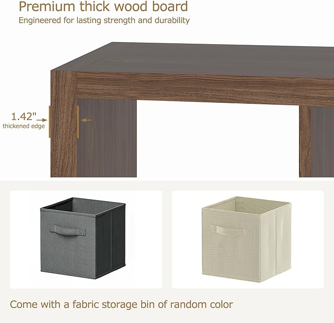 6 Cube Organizer, Cube Storage Organizer with Fabric Bin, Cube Storage Shelf for Bedroom, Living Room, Office, Modular Bookshelf Organizer for Books, Closet, Classic Oak