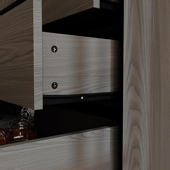 Bedside Table with 3 Drawers, Modern Side Table, Small Nightstand, Wooden Bed Side Tables, Wood Grain Floor Storage Organizer with Metal Handles for Sofa Couch Bedroom, Dark Brown