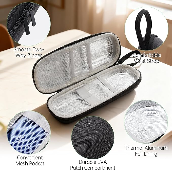 Cooler Travel Case Compatible with Ozempic Pen, Travel Cooler with Reusable Ice Pack, Insulated Cooling Bag, Storage Pen and Other Supplies, Ideal for Trip and Daily Life