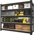 PrimeZone 48" W x 18" D x 72" H Garage Shelving Heavy Duty - Adjustable Metal Storage Shelves, 5 Tier Industrial Shelving Unit, Utility Shelf Rack for Basement, Warehouse, Pantry, Closet, Black
