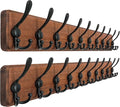 Dseap Coat Rack Wall - Heavy-Duty 38-1/4" Long, with Reinforced 10 Custom Tri-Hooks, Solid Wood Wall Hanger for Coats Hat Jackets - Rustic Farmhouse Entryway Storage, Natural & Black, Pack of 2