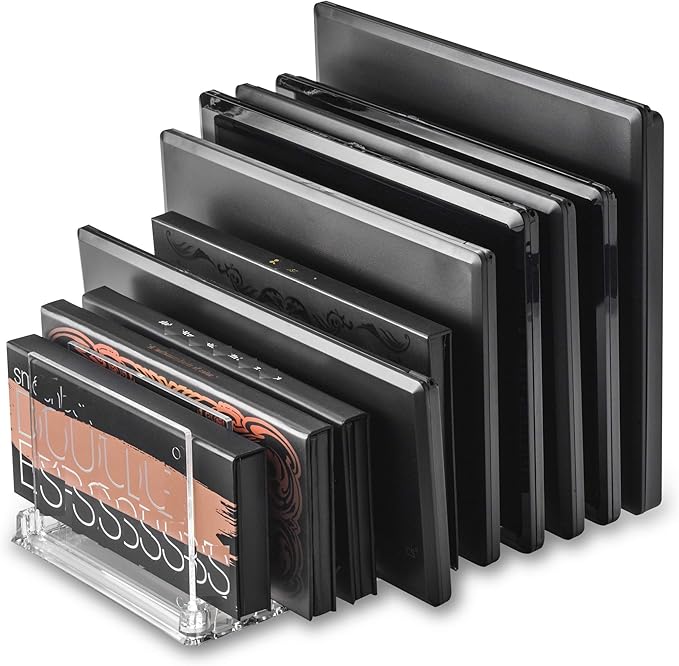 BY ALEGORY Acrylic Makeup Storage Eyeshadow Palette Organizer w/Removable Dividers 10 Space Display Case Fits Virtually All Blush Powder Pallet Sizes (3)