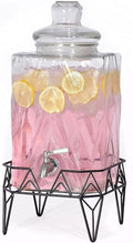 Glacial Ice Design Glass Beverage Dispenser with SS Spigot and Stand - 2.5 Gal