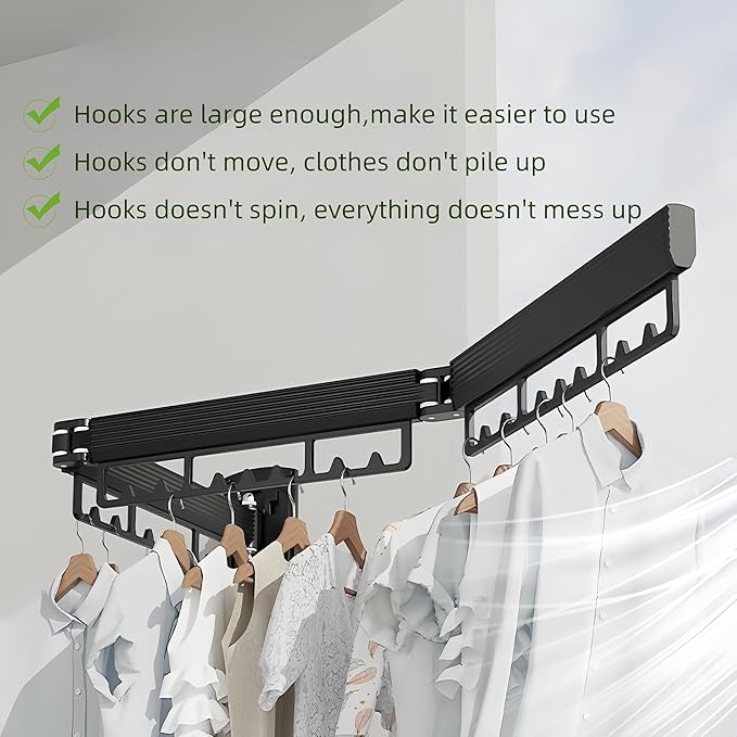 Mounted Wall Drying Rack, Laundry Hanger Dryer Rack, Laundry Hanger Rack, Wall Mounted Clothes Rack, Laundry Room Hanging Rack(Foldable/High-Bearing/Never Fall Off/Third Generation/Grey)