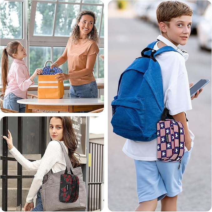 Cerbonny Small Cooler Bag Freezable Lunch Bag for Work School Travel, Leak-proof, Insulated, Freezable Snack Bag, Mini Lunch Bag, 2.5L, Crushed Flower