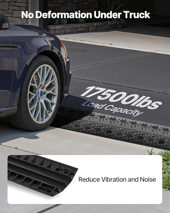 VEVOR 3 Pack Drop Over Cable Cover, 2 Channel Heavy Duty Cable Hose Protector Ramp, 38.3'' Floor Cord Cover, 17,500 lbs/Axle Load Capacity, for Traffic Areas, Indoor, Outdoor, Home, Office, Warehouse