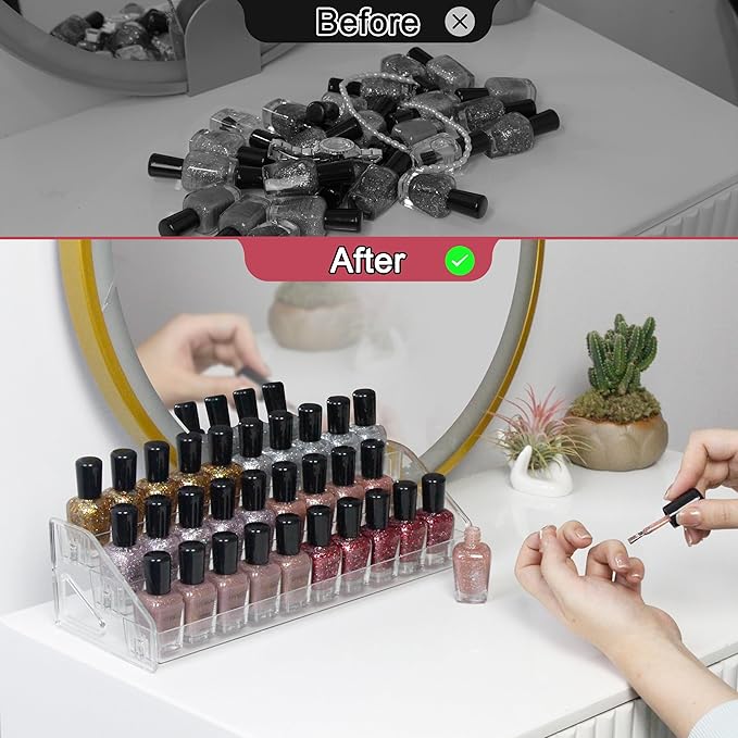 7-Tier Clear Acrylic Nail Polish Storage, Holds 56-112 Bottles, Multi-Purpose Nail Polish Rack, Sunglasses, Essential Oils and Cosmetics