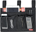 Linen Bedside Caddy, Bedside Storage Organizer for Hospital Beds, College Dorm Rooms or Baby Bed (6 Pockets-Black)