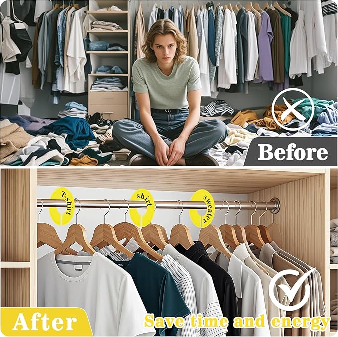 Sukh Closet Dividers 30pcs - Plastic Clothes Organizer Shelf Tags Labels for Clothing Rack Wardrobe Store Warehouse Nursery Must Haves Boutique Supplies Sturdy Durable Flexible No Burrs (Yellow)