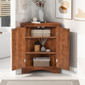 GDFStudio 31.5" H Triangle Corner Bathroom Storage Cabinet with Adjustable Shelves,Freestanding Floor Cabinet for Small Spaces,Water-Resistant Cabinet Modern Organizer for Home,Kitchen,Hallway, Brown