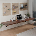 IAE Wall Mounted Folding Table with Pine Wood,60" x 16" Floating Wall Desk,Laundry Folding Table with Shelf Brackets,Fold Down Desk Shelf,Folding Workbench for Home,Dining,Laundry Room,Kitchen,Brown