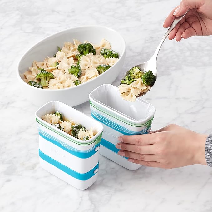 YouCopia FreezeUp Freezer Food Block Maker, 2 Cup, 2-Pack, Meal Prep Bag Container to Freeze Leftovers and Soup
