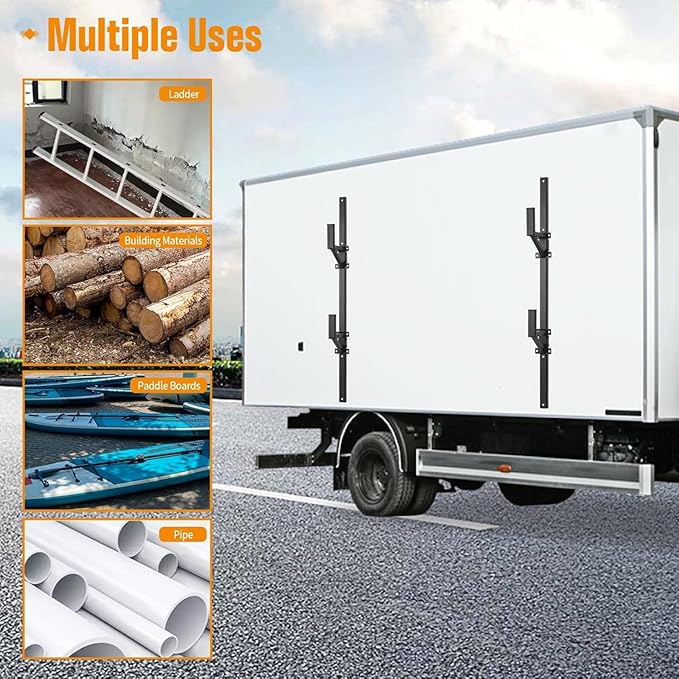 Trailer Ladder Rack, Ladder Rack for Trailer Fit for Cargo Open and Enclosed Trailer Exterior Side Wall - Carry 2 Ladders