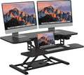 SANODESK 40" Electric Standing Desk Converter， Height Adjustable Riser for Office Home,Dual Monitor and Laptop Workstation with Large Keyboard Tray, Black Color