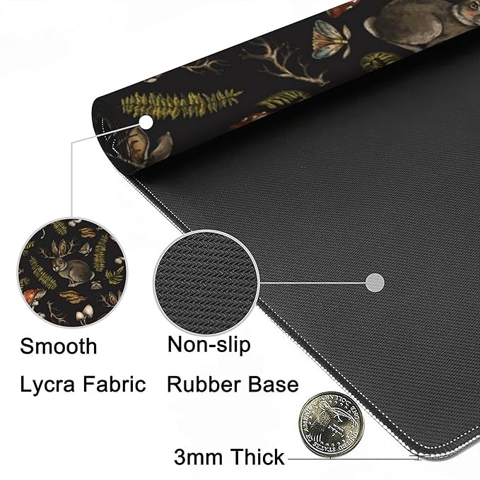 Desk Mat,Mystical Hare with Mushroom Gaming Mouse Pad,XXL Extended Mouse Pad Mat for Office,Computer,Keyboard with Non-Slip Base Stitched Eges Mousepad 35.4x15.75 inch