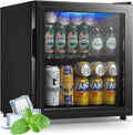 WANAI Beverage Refrigerator Cooler 1.6 Cu.Ft Freestanding Beer Fridge with Glass Door LED Light and Adjustable Shelf for Soda or Wine, Perfect for Home Bar Office
