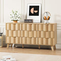 9 Drawer Dresser, Modern Fluted Storage Dresser with Deep Drawers and Metal Handles, Wood Chest of Drawers Storage Organizer for Bedroom, Living Room, Hallway (Natural)