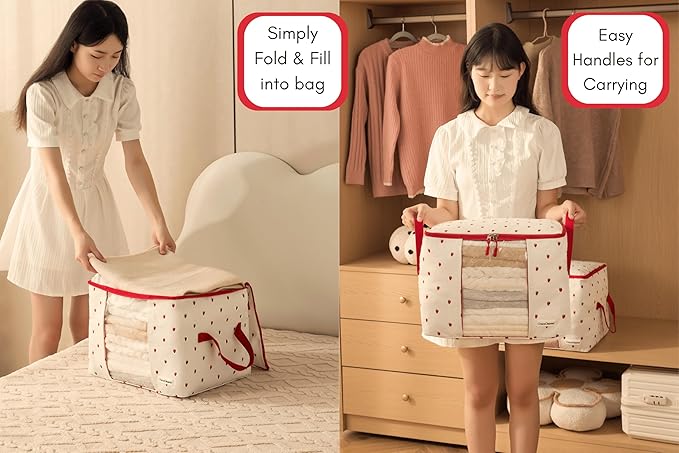 Canvas Storage Bags 2 Pack (Strawberry Bag 2 Pack)